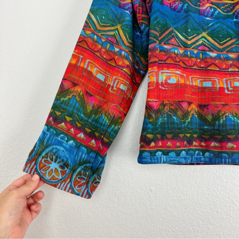 Vintage Chico’s Design | Colorful Aztec Printed Jacket Artsy Casual Festival S - Picture 3 of 8